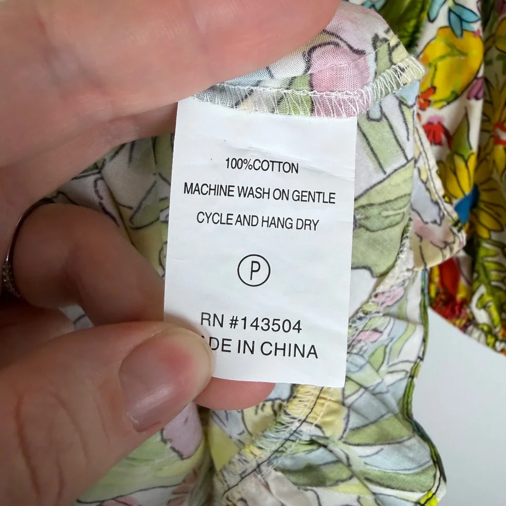 Marie Oliver Clara Floral Palm‎ Mini Dress Sz XS Multi Puff Sleeve Tiered Resort - Picture 8 of 12